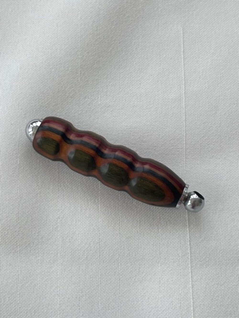 Wood Multi-Color Keychain Handmade with silver accents - 2.5" length - NEW